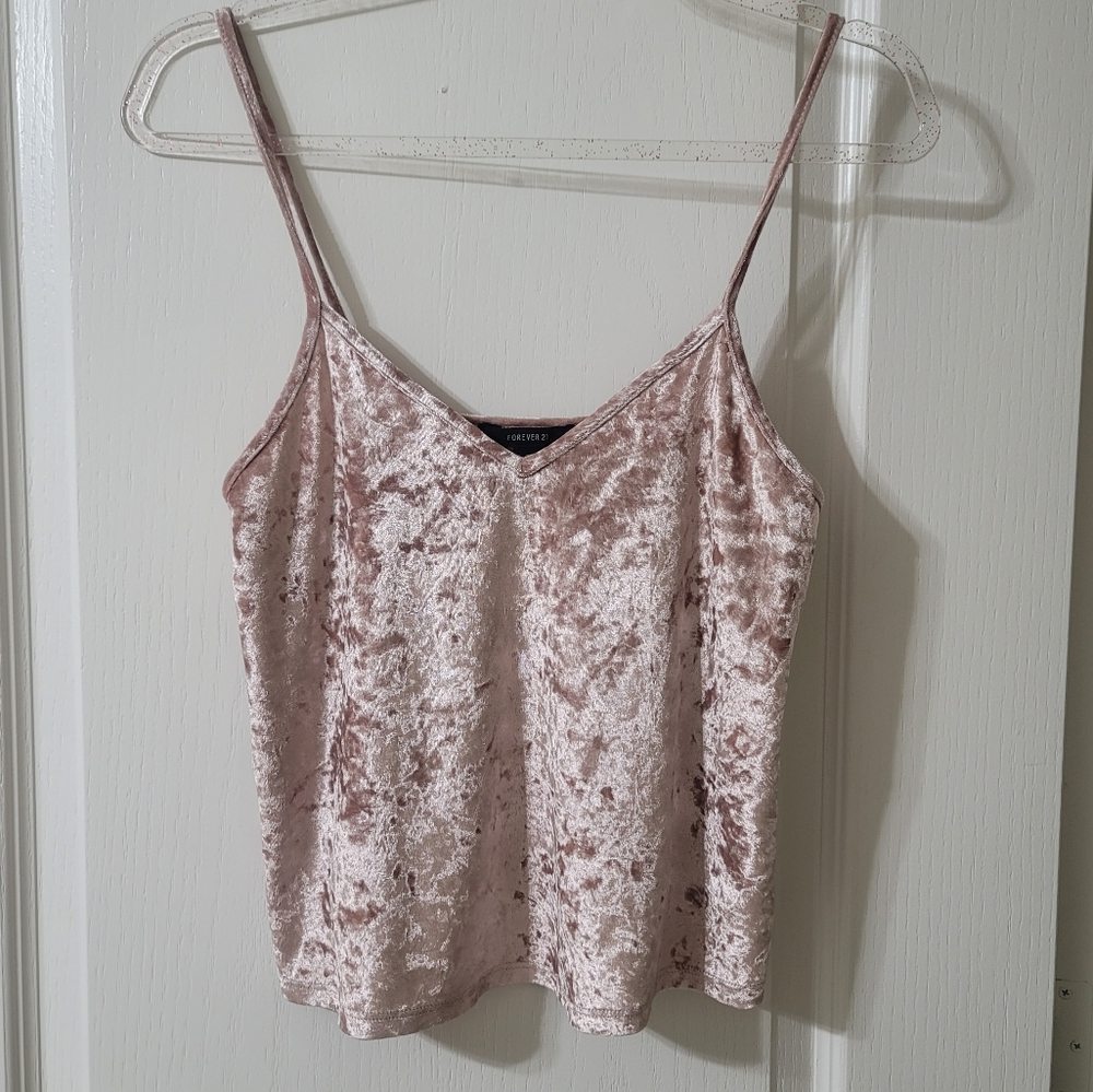 Forever 21 Pink Velvet Cami Top Y2K Size Small